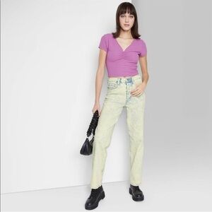 Women's Super-High Rise Acid Over-Dye
Straight Jeans - Wild Fable Lime Green